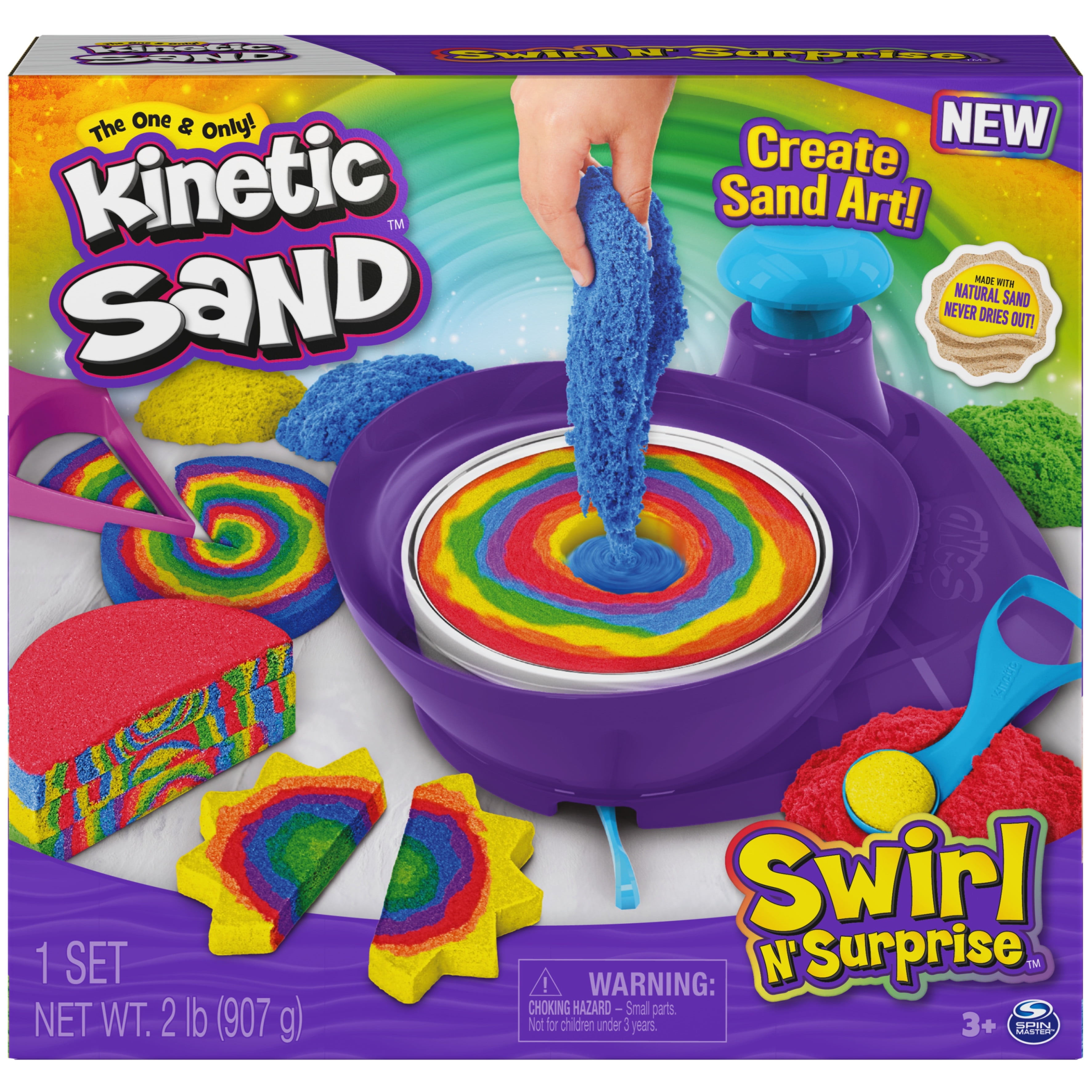 Kinetic Sand, Swirl N Surprise Playset with 2lbs of Play Sand