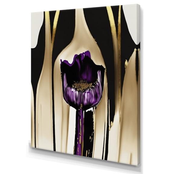 Designart Purple Flower Flower On Abstract Paint IV Canvas Wall Art