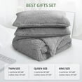 thumbnail image 6 of Uttermara 3-Piece Queen Size Comforter Set, Light Grey Fluffy Shaggy Faux Fur Comforter with 2 Pillow Shams, Soft Cozy Sherpa Bedding Set,88" x 88"inch, 6 of 8