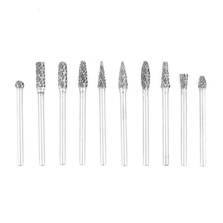 

2024 10pcs Tungsten Carbide Steel Burrs Rotary Files Metalworking Carving Tool Set (3*4mm)