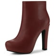 thumbnail image 1 of Unique Bargains Bottines à Talon Bloc Plateforme à Bout Rond avec Fermeture Éclair pour Femmes, 1 of 6