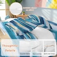 thumbnail image 2 of Abstract Modern Duvet Cover Set Queen Size, Gold Blue Ripple 4 Piece Soft Microfiber Bedding Set with 1 Duvet Cover, 1 Flat Sheet, 2 Pillowcases, 2 of 9