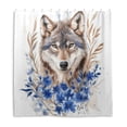 thumbnail image 2 of Leaves Blue Flowers Watercolor Wolf Shower Curtains with 12 Hooks Waterproof Bathroom Decor 66" x 72", 2 of 6