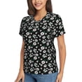 thumbnail image 2 of Xecao Daisies Flowers for Women's V-Neck T-Shirts-Elegant Half-Sleeve Tops Perfect for Summer-Small, 2 of 5