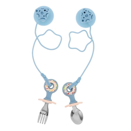 SOPOTUTU Travel Baby Spoon Set with Silicone and Stainless Steel, Anti-Drop Design for Toddler Feeding