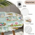 thumbnail image 6 of Easter Fitted Tablecloth with Elastic Edged, Round Table Cloth for Dining Table, Spring Watercolor Eggs Farmhouse Gnomes Wooden Grain Waterproof Oil Proof Table Cover for Indoor Outdoor 36"-44", 6 of 8