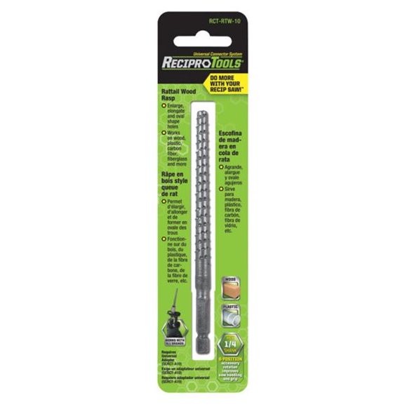 Recipro Tools RCT-RTW-10 Rat-Tail Wood Rasp for Reciprocating Saws