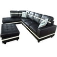 thumbnail image 2 of PonLiving 103.50" Wide Black & White Faux Leather Sectional with Ottoman Left Hand Facing, 2 of 5