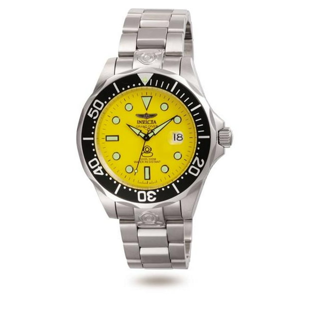 Invicta 3048 Mens Pro Diver Automatic 3 Hand Yellow Dial Watch with Steel Tone
