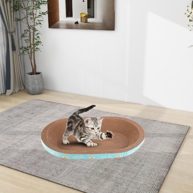Cama rascadora de cartón Yinane para gatos juguetes para gatos de interior juguete de entrenamiento resistente al desgaste tabla rascadora para dormir Ovalada pequeña