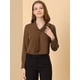 thumbnail image 3 of INSPIRAR CHIC Blusas de Manga Larga para Mujeres Chifón Plisado con Lazo en el Cuello Camisa de Oficina XS Café, 3 of 7