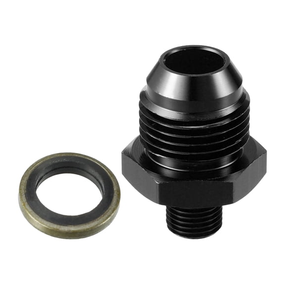 Unique Bargains 1 Set Fuel Fitting Fuel Line Male Flare Adapter for Car Metric M10x1.0 to 8AN Male Flare Adapter Black