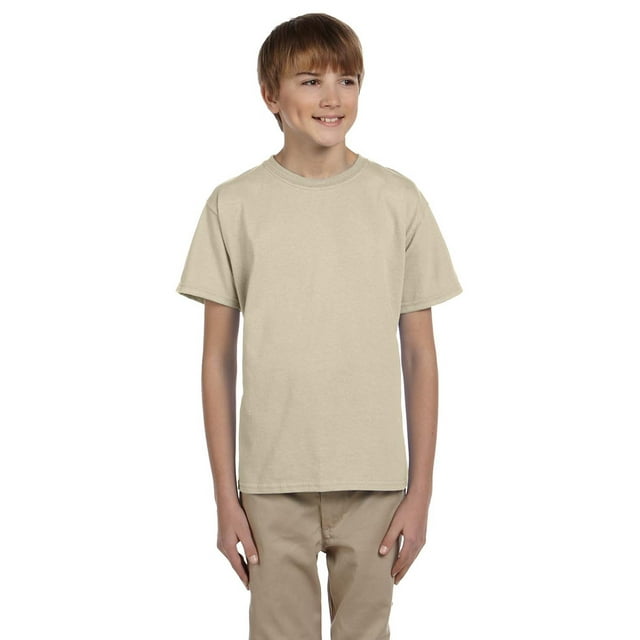 Hanes 5370 Boys Short Sleeve T-Shirt - Sand - X-Large