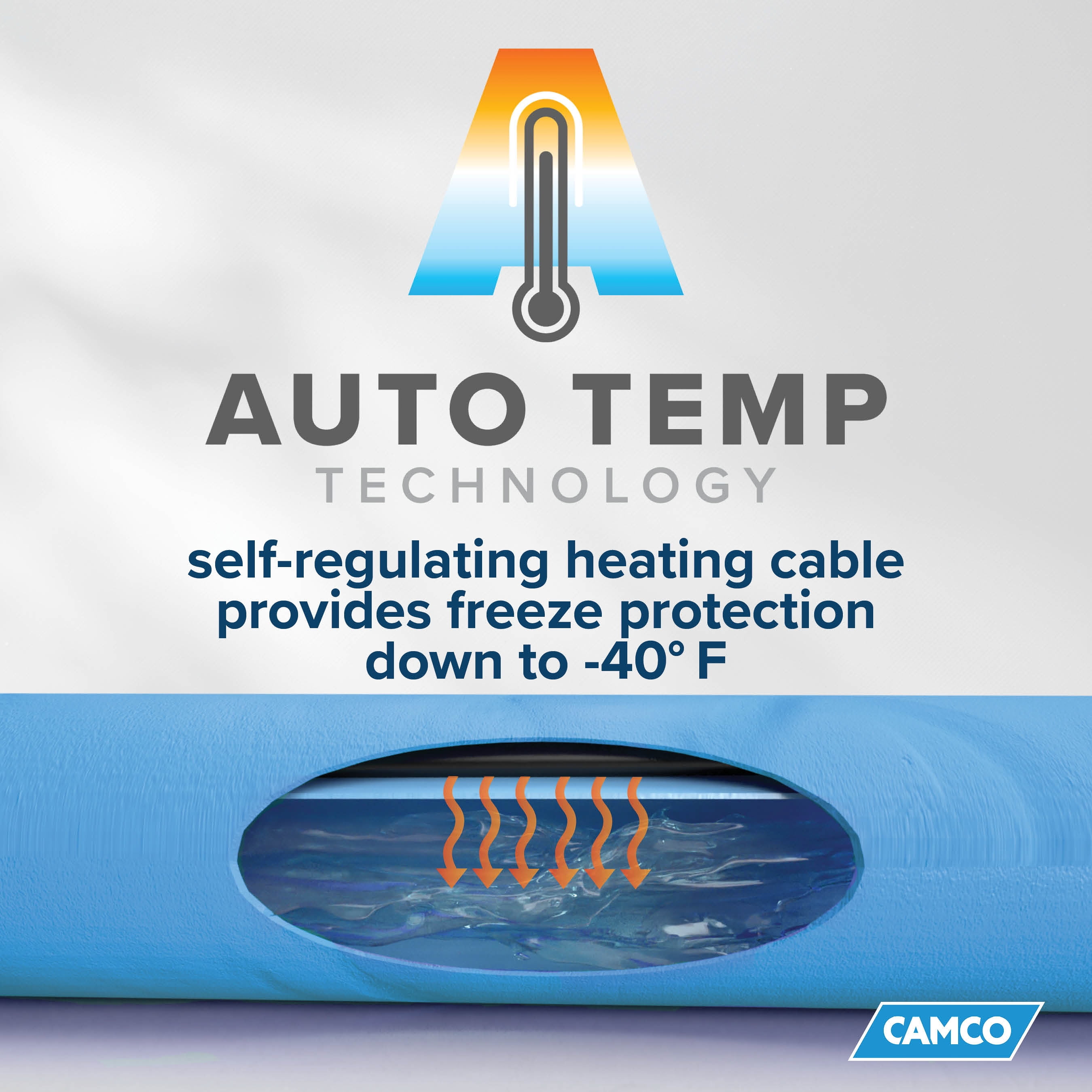 Camco 50-Foot Heated Water Hose for RV - Water Line Freeze Protection (22924)