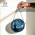 thumbnail image 4 of Starry Night Stained Glass Suncatcher, Van Gogh Acrylic Suncatcher, Star Window Art, Gift for Art Lovers, Swirling Blue Boho Decor 4296989805, 4 of 4