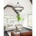 thumbnail image 5 of Aiwen Wagon Wheel Chandelier E12 Matte Black Metal Frame with 36 Lights Candle Style Deluxe Ceiling Light, 5 of 10