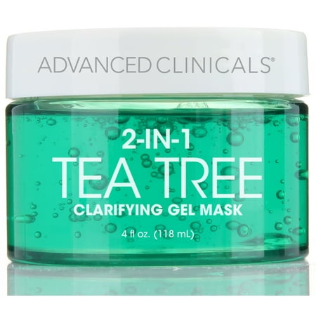 Advanced Clinicals Tea Tree Oil Mask. 2-in-1 overnight sleep mask w/ Tea Tree Oil, Witch Hazel & Grapefruit Extract for dry skin, T-zone oil control, clogged pores, congested skin 4 fl oz
