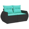 thumbnail image 3 of vidaXL 5 Piece Patio Sofa Set with Cushions Black Poly Rattan, 3 of 10