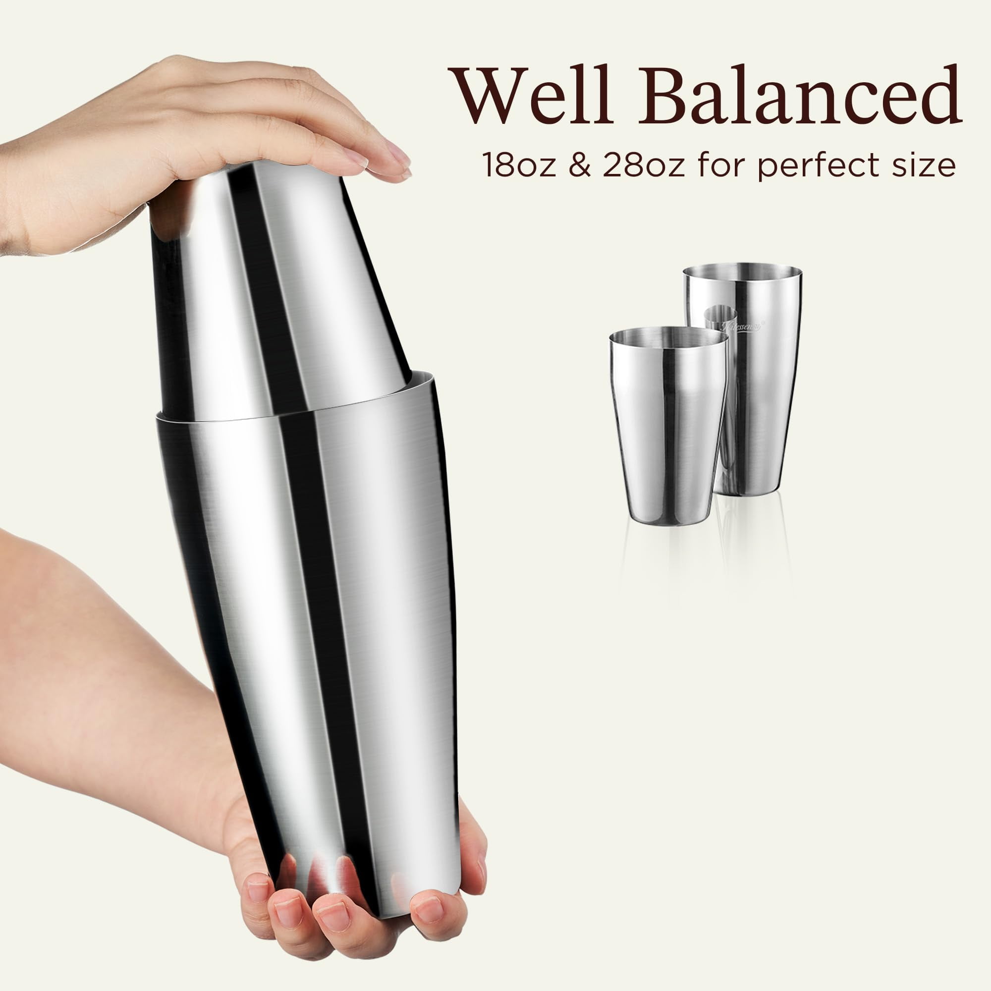 Cocktail-Shaker Bar-Set Aus Edelstahl – Komplettset Mit Sieb, Messbecher & Rezeptbuch