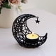 thumbnail image 5 of (Negro) Portavelas de metal con forma de luna y estrella, vela romántica para boda (10,5*9,8 cm), arte del hierro, 5 of 14
