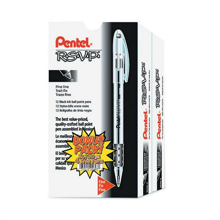 R.S.V.P. Ballpoint Pen Value Pack, Stick, Fine 0.7 mm, Black Ink, Clear/Black Barrel, 24/Pack R.S.V.P. Ballpoint Pen Value Pack, Stick, Fine 0.7 mm, Black Ink, Clear/Black Barrel, 24/Pack