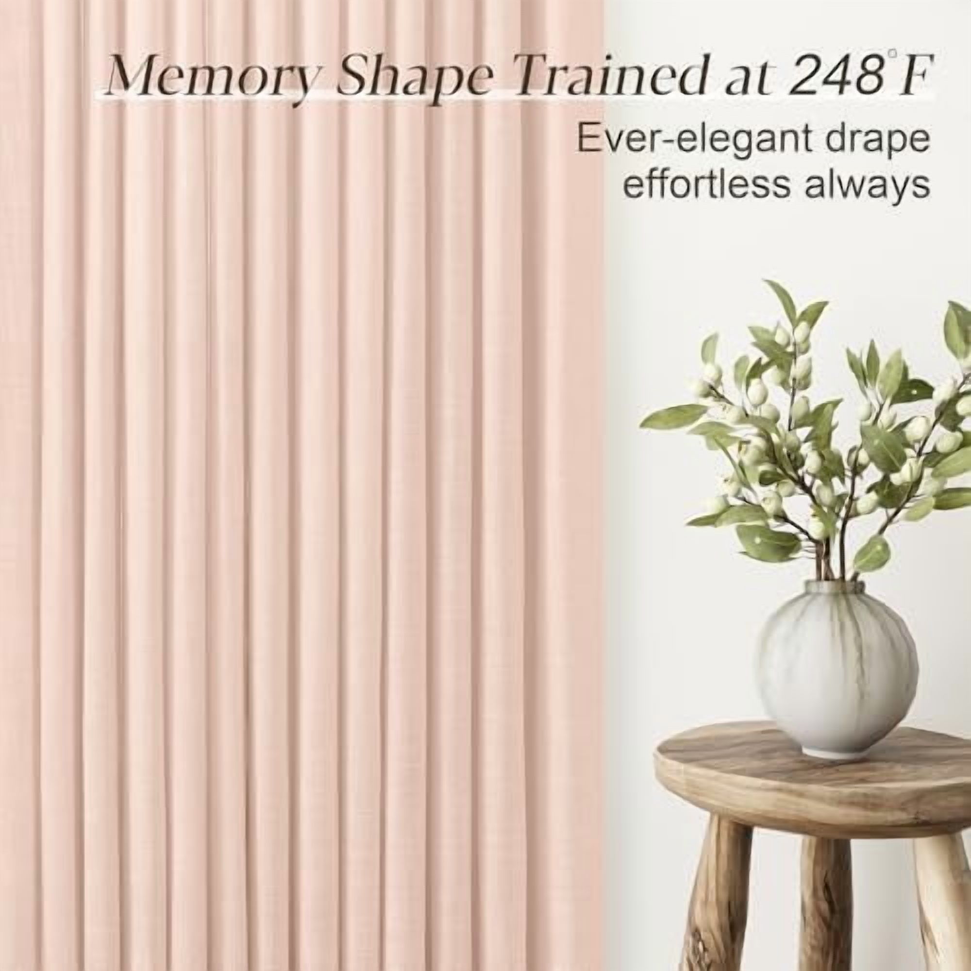 Light Pink Linen Curtains Pinch Pleated 90 Inch Length 2 Panels for Nursery Baby Girls Bedroom Semi Sheer Light Filtering Pleated Linen Curtains for Living Room Bedroom Dusty Blush Pink