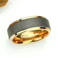 thumbnail image 2 of Men's Women's Tungsten Wedding Band Engagement Ring 8mm Sandblasted Finish Center&nbsp;Stepped Edge Rose Gold IP Plated, 2 of 4
