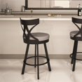 thumbnail image 3 of Amisco Washington 30" Swivel Stool - Taupe Gray Faux Leather/Dark Brown Metal, 3 of 4