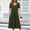 Army Green, variant on Short Sleeve Dresses for Women Summer Pleated V Neck Midi Dress Solid A-Line Flowy Vacation Dresses with Pockets Brown L
