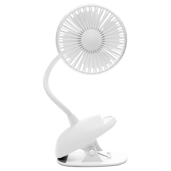 Open Box O2COOL Rechargeable Clip Fan, 4 Inch Blade, 3 Speeds, USB Cable, White
