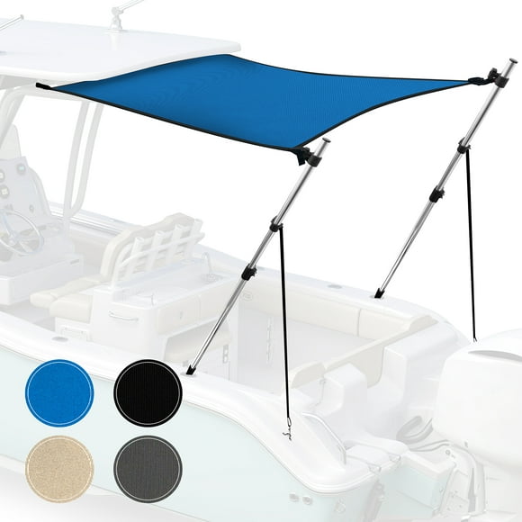 KNOX Universal T-Top Extension Bimini Tops for Boats Sun Shade Kit, Boat Shade Hard Top Boat Cover Canopy Adjustable Poles, Marine 900D Canvas, Adjustable Height, 67"L x 67"W, (Blue)