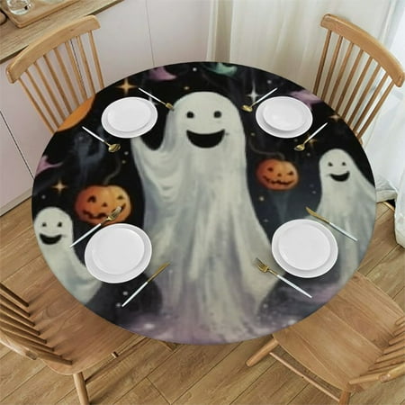 

Ullo0ord Ghost Halloween Round Tablecloth Pumpkins Waterproof Table Cloth Polyester Tablecloth Table Cover for Kitchen Outdoor Party Picnic Decor 31 -35
