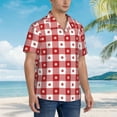 thumbnail image 3 of Honeii Red Plaid Daisy Print Men’s Hawaiian Shirt,Classic Button-Down Short Sleeve Shirt, for Beach, Vacation, and Outdoor Activities,Large, 3 of 7