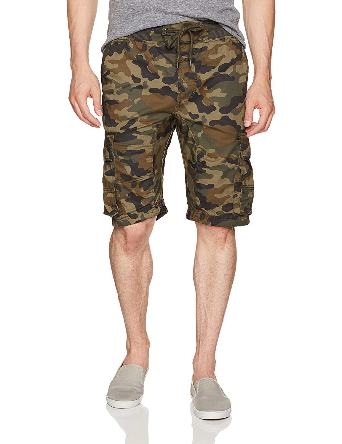 mens camo jogger shorts