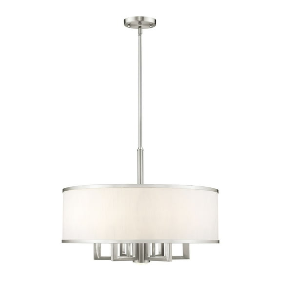 Livex Lighting Park Ridge 24" 7-Light Metal/Fabric Chandelier in Brushed Nickel