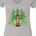 thumbnail image 4 of Inktastic Alaska Moose and Trees Women's V-Neck T-Shirt, 4 of 5