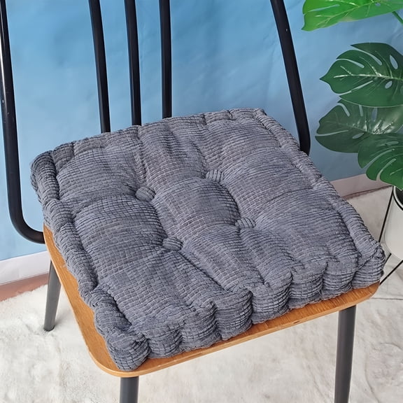 XIBUFE Outdoor Chair Cushions,Floor Cushion Seating,14x14in Corduroy Chair Cushions for Dining Chairs,Reversible Thicken Meditation Seat Cushion for Outside Patio Furniture,Gray