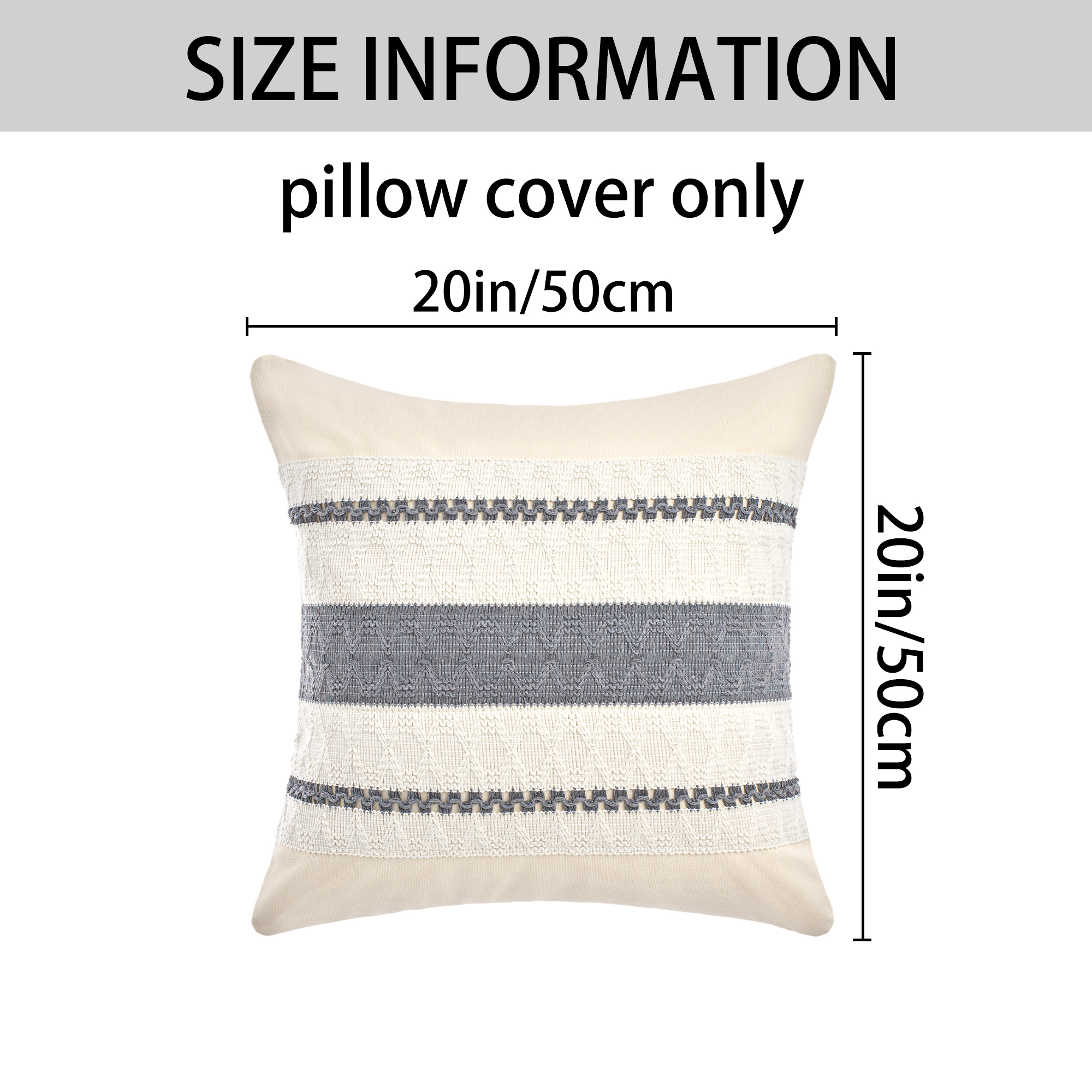 Unique Bargains Striped Throw Pillow Covers Pack of 2 Grey 20" x 20"