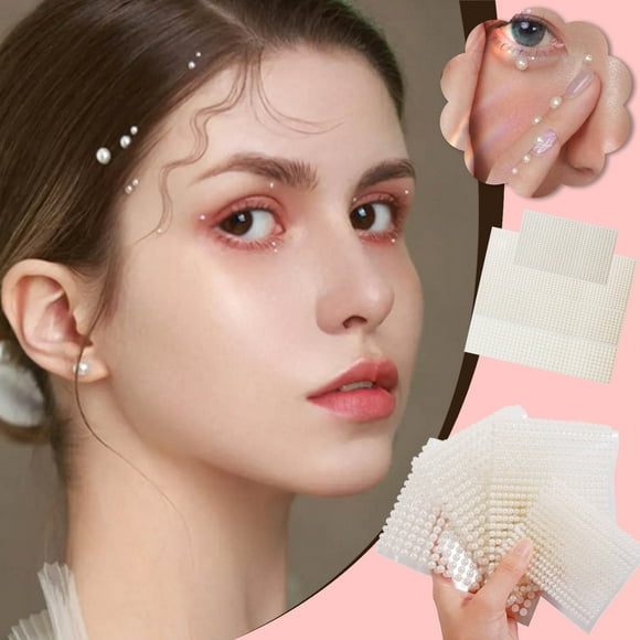 Fiudx Pegatinas de Diamantes de Imitación, Decoración Acrílica de Alto Brillo para Rostro y Uñas, Pegatinas de Perlas Adhesivas Fáciles de Despegar, Manualidades y Personalización con Estilo, Maquill