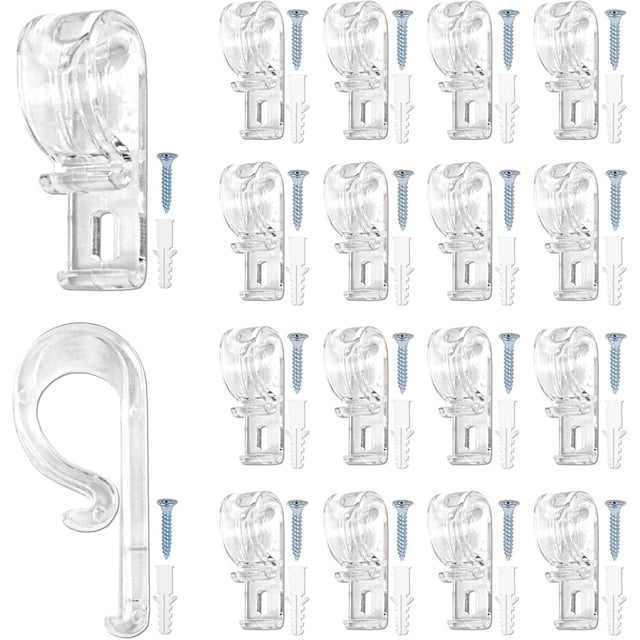 Binxus 18 Sets Roller Shade Clear Safety Chain and Cord Guide Fixation Hook P Clip Blind Cord Holder Fixation Hook Fixation Hook for Bead Chain for Roller Blinds (Clear)