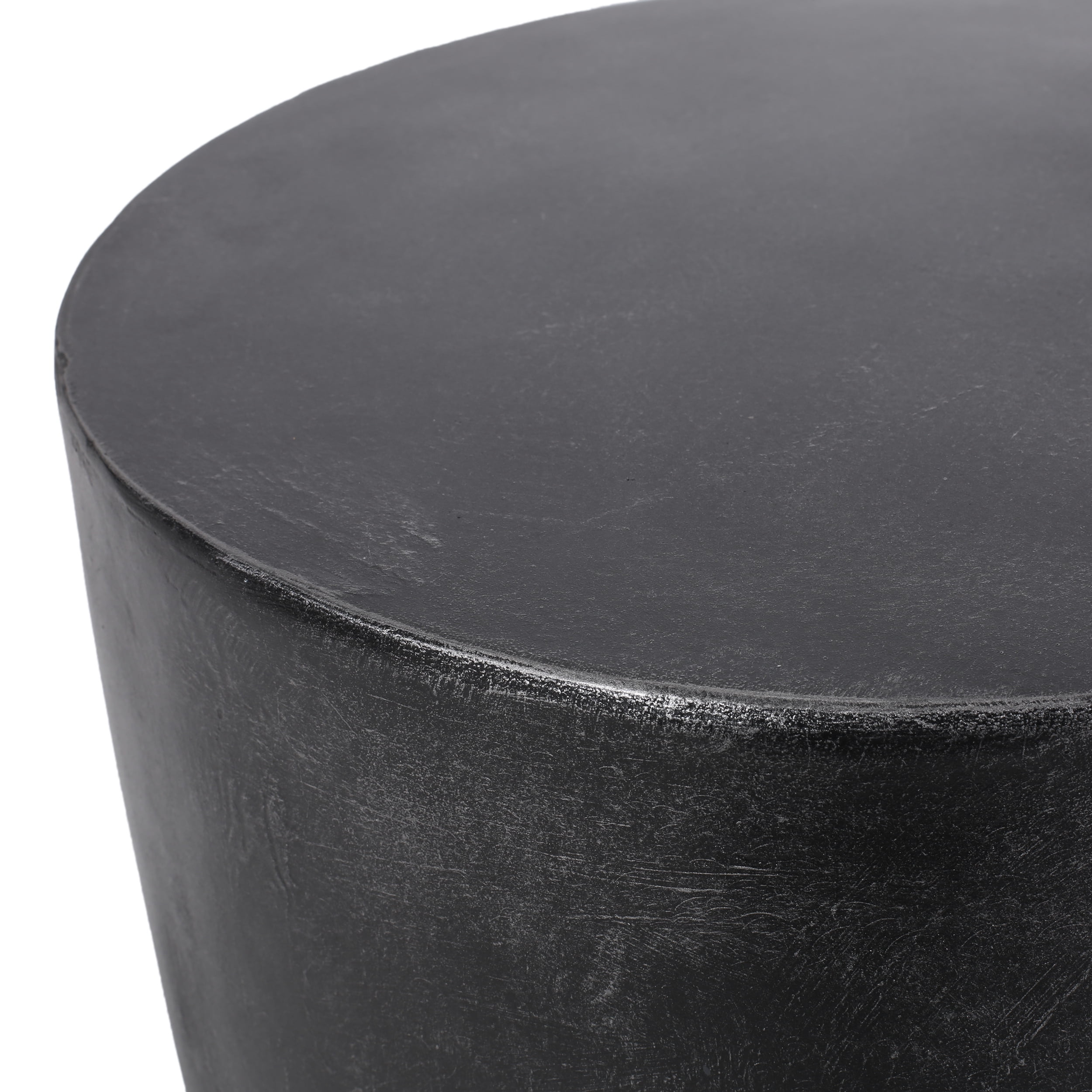 Euroco Outdoor LightWeight Concrete Side Table,Round End Table for Patio,Garden, Living Room, and Backyard, Matte Black