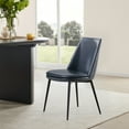 thumbnail image 3 of CHITA Upholstered Dining Chairs with Low Back Set of 2 for Kitchen Island, Metal Legs, Faux Leather in Navy Blue, 3 of 14