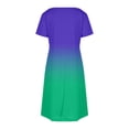 thumbnail image 5 of Xihbxyly Women's Dress Oversized Gradient Print Off the Shoulder Mid-Length Dress Casual Slim Fit Short Sleeve Ruffle Flowy Dresses, 5 of 7
