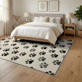 thumbnail image 3 of ODIKA Print Scattered Kitten Footprints Border Whimsical Tracks Round Flowing Dynamic for Queen Size Bedroom, Under Bed, Master Suite, Foldable Easy Care, 3 of 7