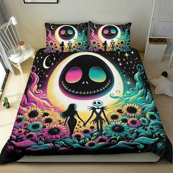 Night Before Christmas Themed Bed Sheet Set Three Piece Set 53x79 Inches Comfortable And Skin Friendly Unique Design Creating A Star Studded Night