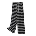 thumbnail image 3 of XUNKUSGA Women's Pants Fashion Striped Elastic Drawstring Wide Leg Women's Pajama Bottoms Lightweight Soft Modal Pajama Pants Women with Pocket,Gray,S, 3 of 10