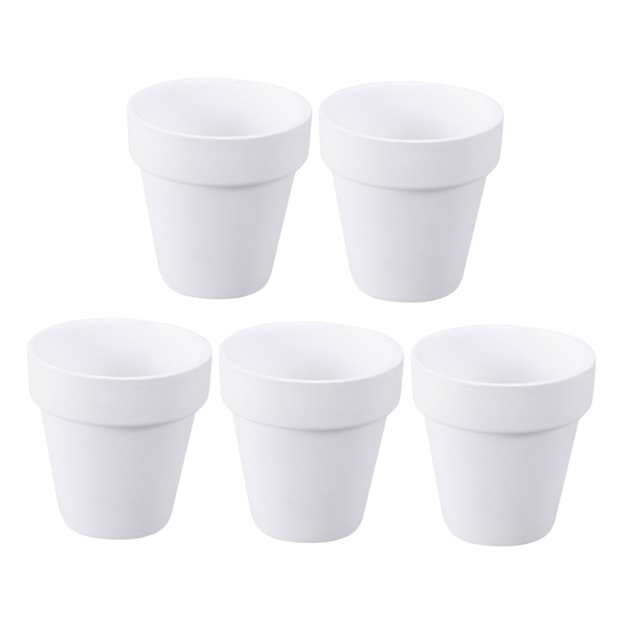 Phenofice Set of 5 White Craft Flower Pots for Gardening, Indoor and Outdoor Home Decoration