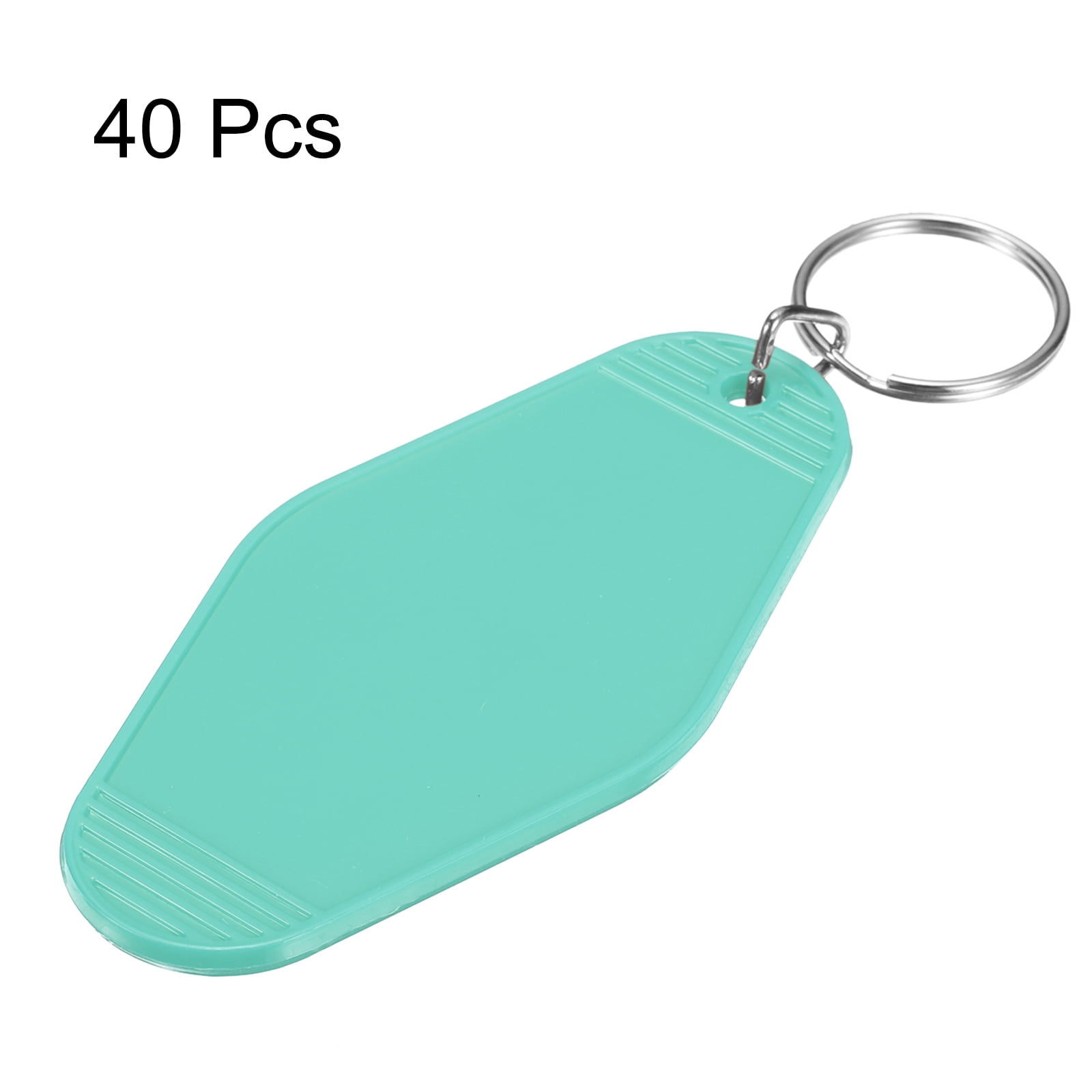 Uxcell 40Pcs Hotel Keychains Blank, Vintage Plastic Rhombus Motel Keychains Hotel Key Tags Key Rings, Light Blue