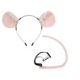 thumbnail image 2 of 2x Mouse Costume Accessory Set Mouse Ears Headband and Tail Party Decoration Pink, 2 of 8