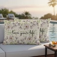 thumbnail image 2 of Outdoor Pillow Cover Flower Leaf Set of 2 Waterproof Throw Pillowcases Love You Life Decorative Patio Furniture Pillows for Couch Garden Indoor & Outdoor Use, 2 of 9